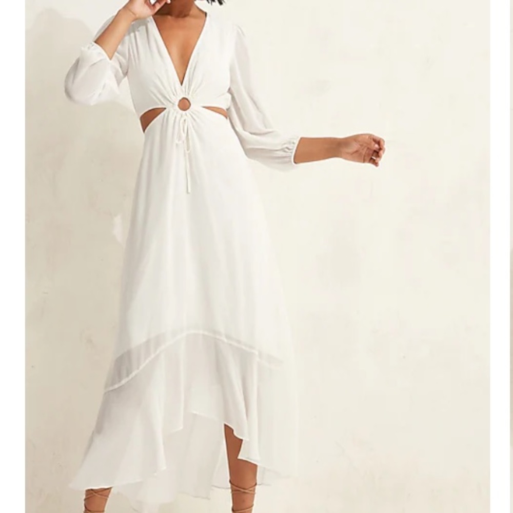Express White Maxi Ring Cut Out Dress